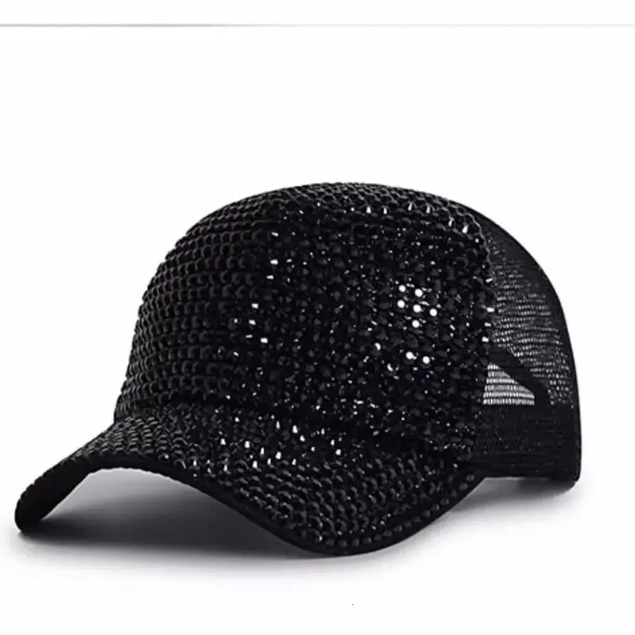 Baseball Cap Women Full Rhinestone Beads Mesh Cap Street Fashion Hats Casual Party Hip Hop Kpop Dance Cap Men Summer 250603