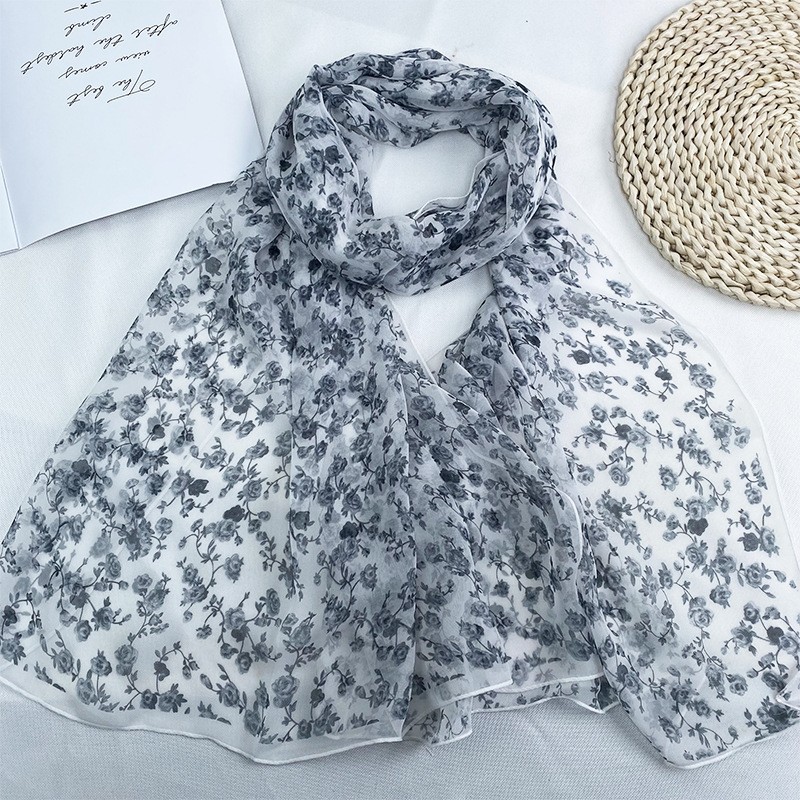 K931 Silk scarf women 2025 new mother stylish fashion scarf Georgette spring and autumn thin all-match long silk scarf