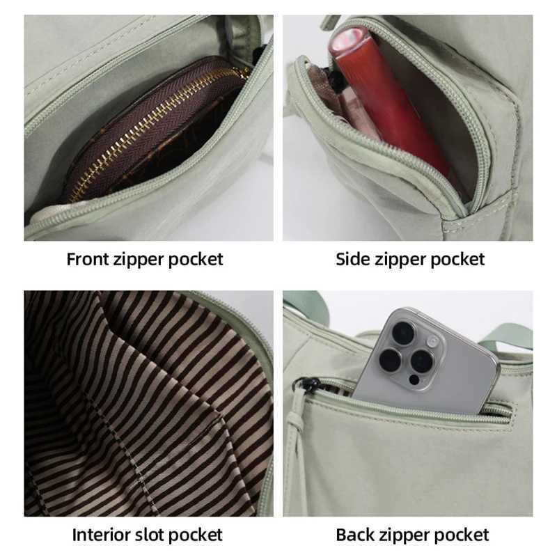 Women Shoulder Bag Multi-Pockets Crossbody Bags Waterproof Sling Pack Work Commute Daypack Underarm Tote Motorcycle Packs XJ250605