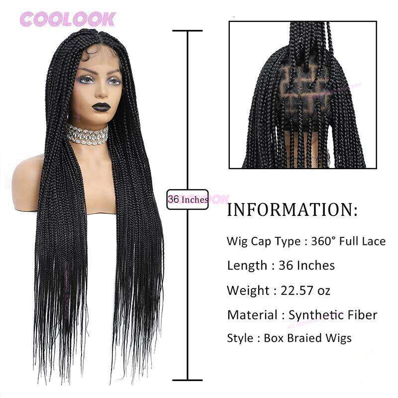 Cornrow Lace Synthetic For Black Women Knotless Box Braids Hair Twist Braid Wig Classic Braided Wigs