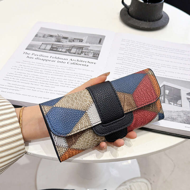 New Trendy Women's Long Wallet Patchwork Classic Fashion Money Clip Multi-Card Slot Card Holder