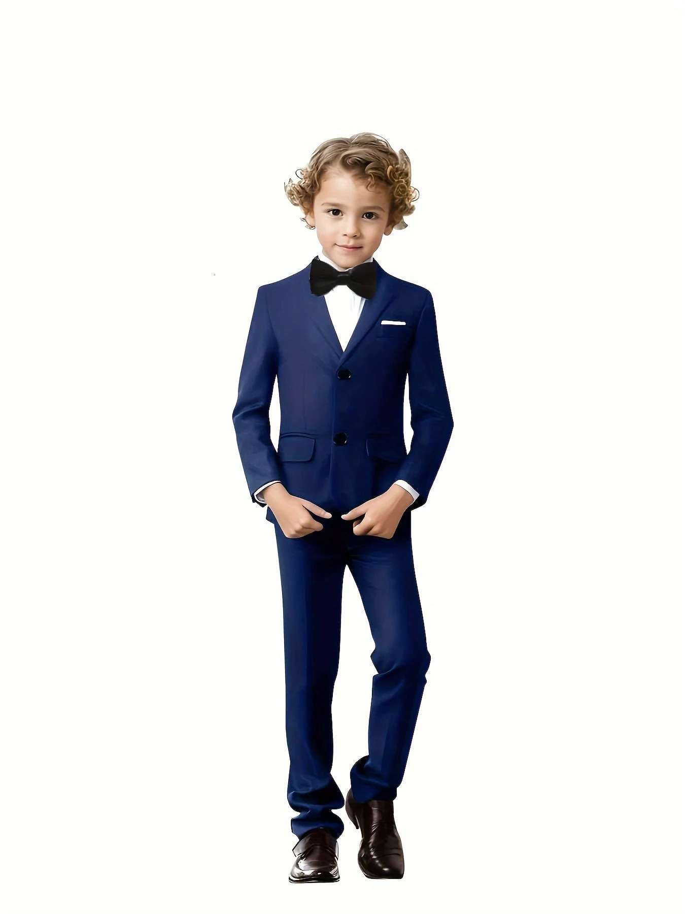 Gentleman Kids Black 007 3Piece/Set Jacket Pants Bowtie Wedding Suit Flower Boys Birthday Party Dress Children Pograph Blazer 250530
