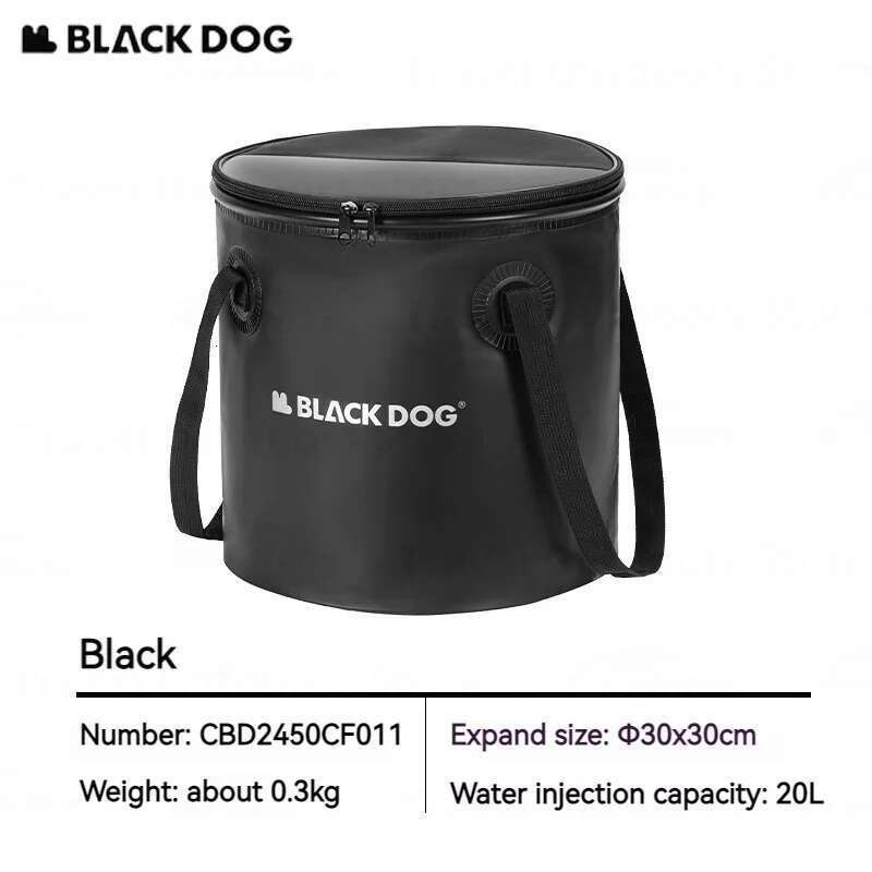Naturehike BLACKDOG Folding Round Bucket With Lid Outlet Vae Design L Outdoor Travel Camping Picnic Portable Water Bag