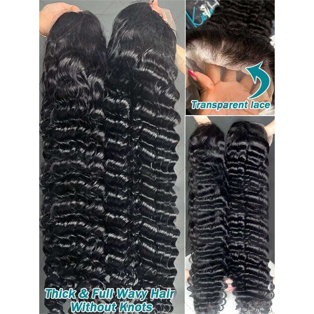 Curly 300 Density Loose Deep 13x6 HD Frontal Wigs 30 40 Inch 13x4 Water Wave Lace Front Human Hair Wig