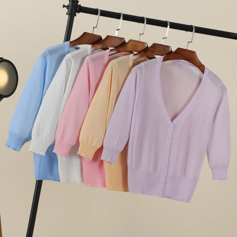 Basic Outerwear Summer Cardigan Women Girls Knitted Ladies Sweaters Cropped Crochet Top Knitwear Black Bolero Woman Jersey Tops 250530