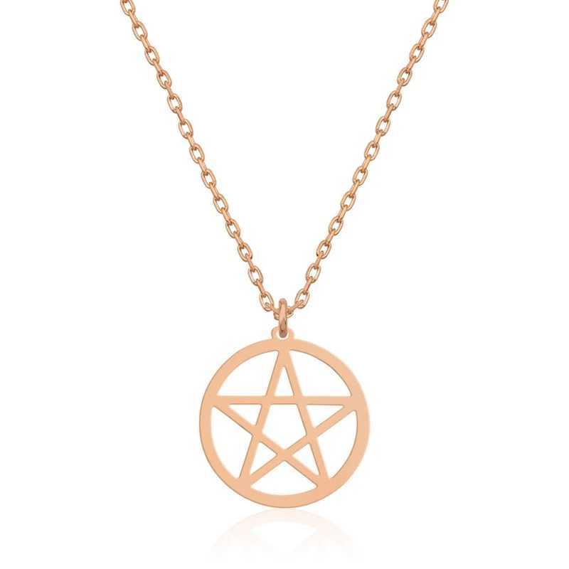 Pentacle Star Necklace For Women Stainless Steel Jewelry Geometric Minimalist Pendant Choker Necklaces For Women XJ250604