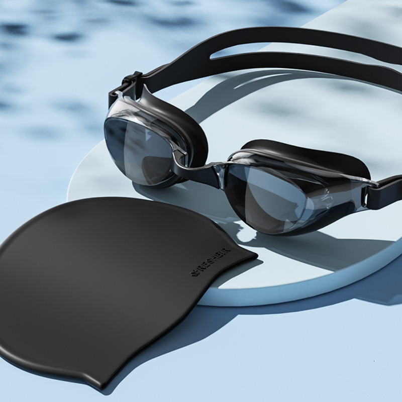 New Goggles for Adults Men and Women HD Waterproof Anti-Fog Swimming Glasses Professional Diving Fashion Swim Cap Set