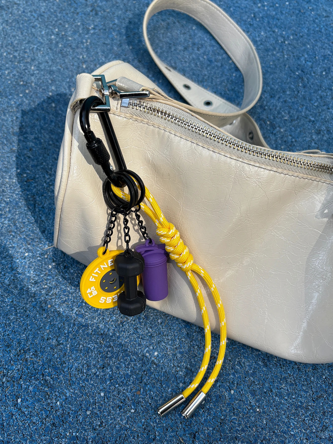 Gym Series Key Chain Color Handmade Rope Key Ring Fahion Bag Pendant Dumbbell Kettlebell Keychain Bag Charms 250605