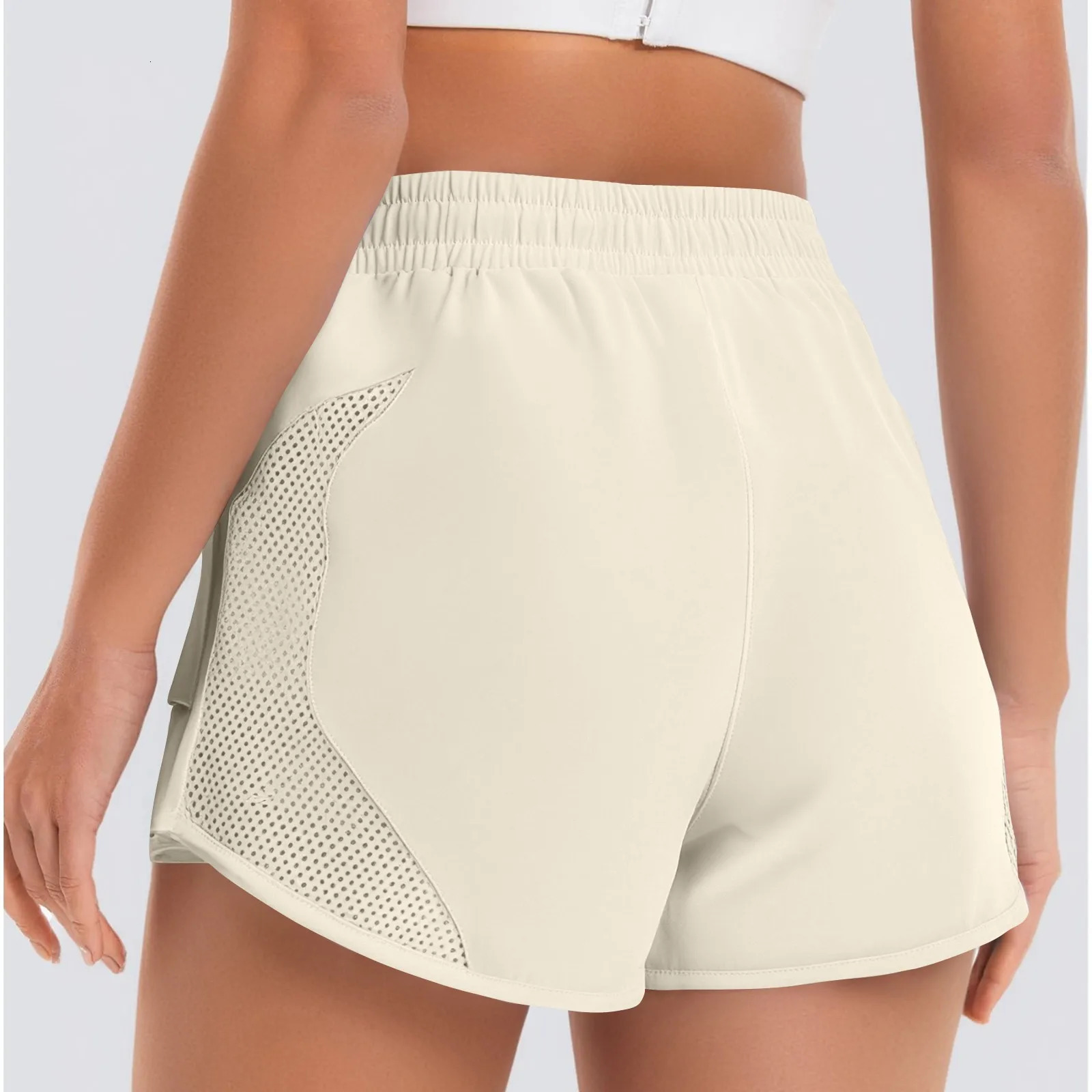 Womens Summer Sports Shorts with Pockets Solid Color Laceup Fitness Short Pants Quickdrying Breathable Running Shorts 250604