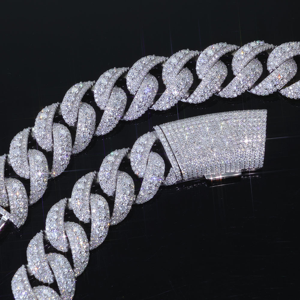 Hip Hop 22mm Jewelry Accessories Full Diamond Moissanite Bracelet Bubble Cuban Chain High-end Mens Bracelet