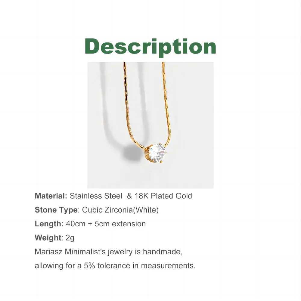 Mariasz Minimalist Gold Color Stainless Steel Heart Dainty Classic Zircon Charm Anti Tarnish Chain Necklace for Women Jewelry XJ250604
