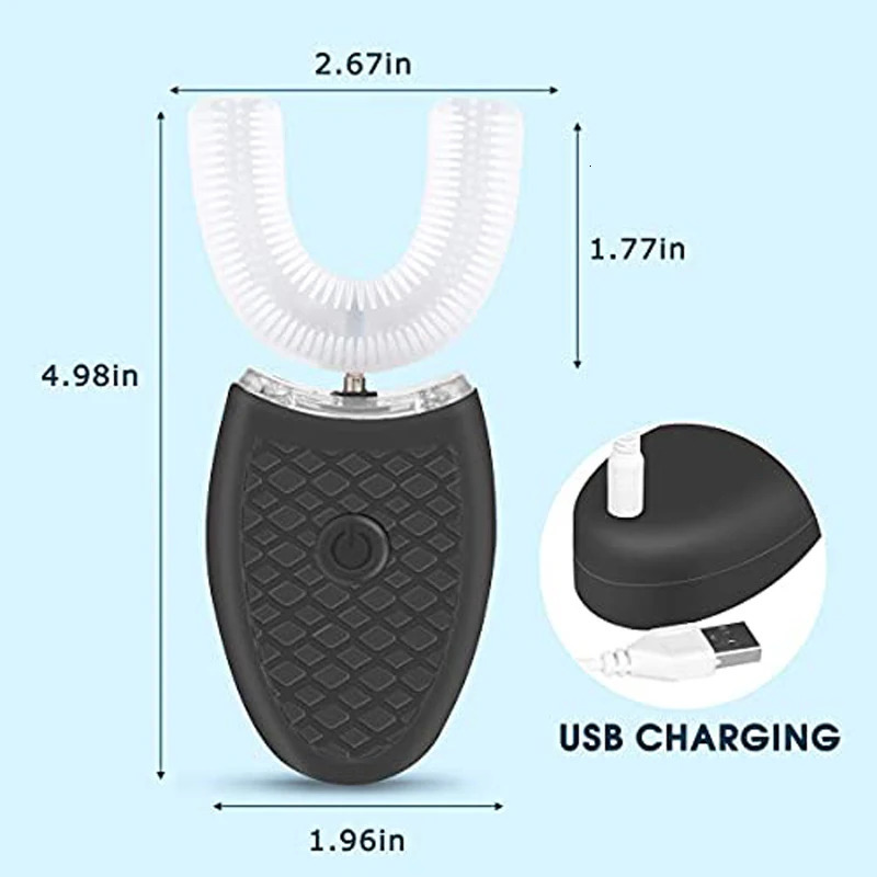 high quality travel portable Waterproof automatic u shape travel food grade silicone head adults kids electric toothbrush 250604