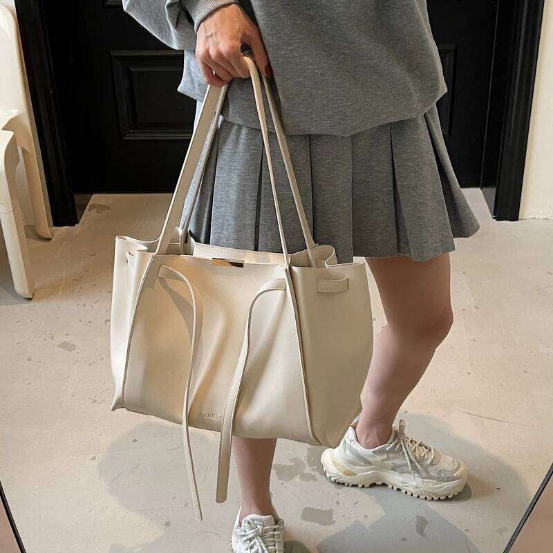 MOODS Simple Fashion Shoulder Bags For Women Bury Color Large Capacity Drawstring Bucket Shopping Totes Latest Handbags