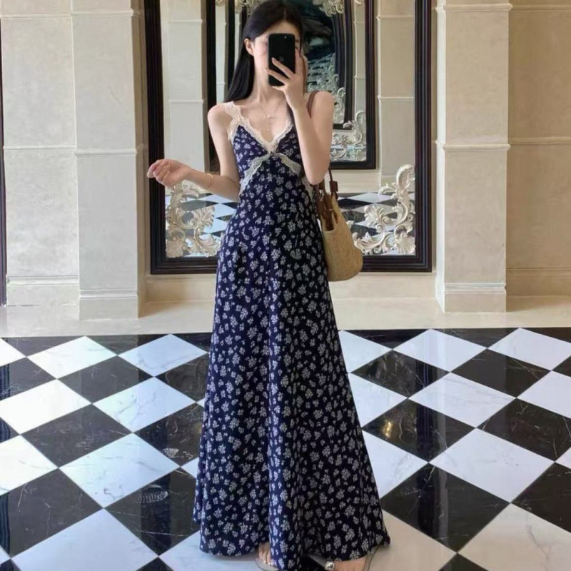 PD148 Floral suspender dress for women summer tea break hot girl