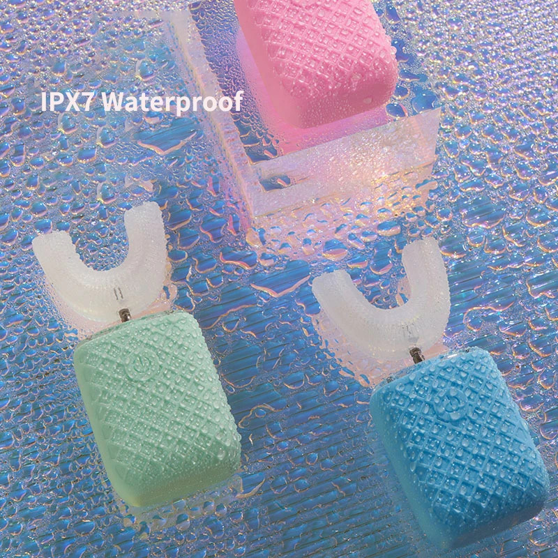 360° Automatic Electric Toothbrush U Shaped Rechargeable for Adults Kids Silicone Sonic Tooth Brushes Blue Light Teeth 250604