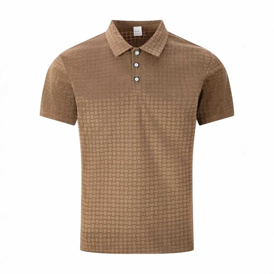 Cross-border new hot summer mens youth heavy corduroy simple leisure business loose POLO shirt short-sleeved top XJ250605