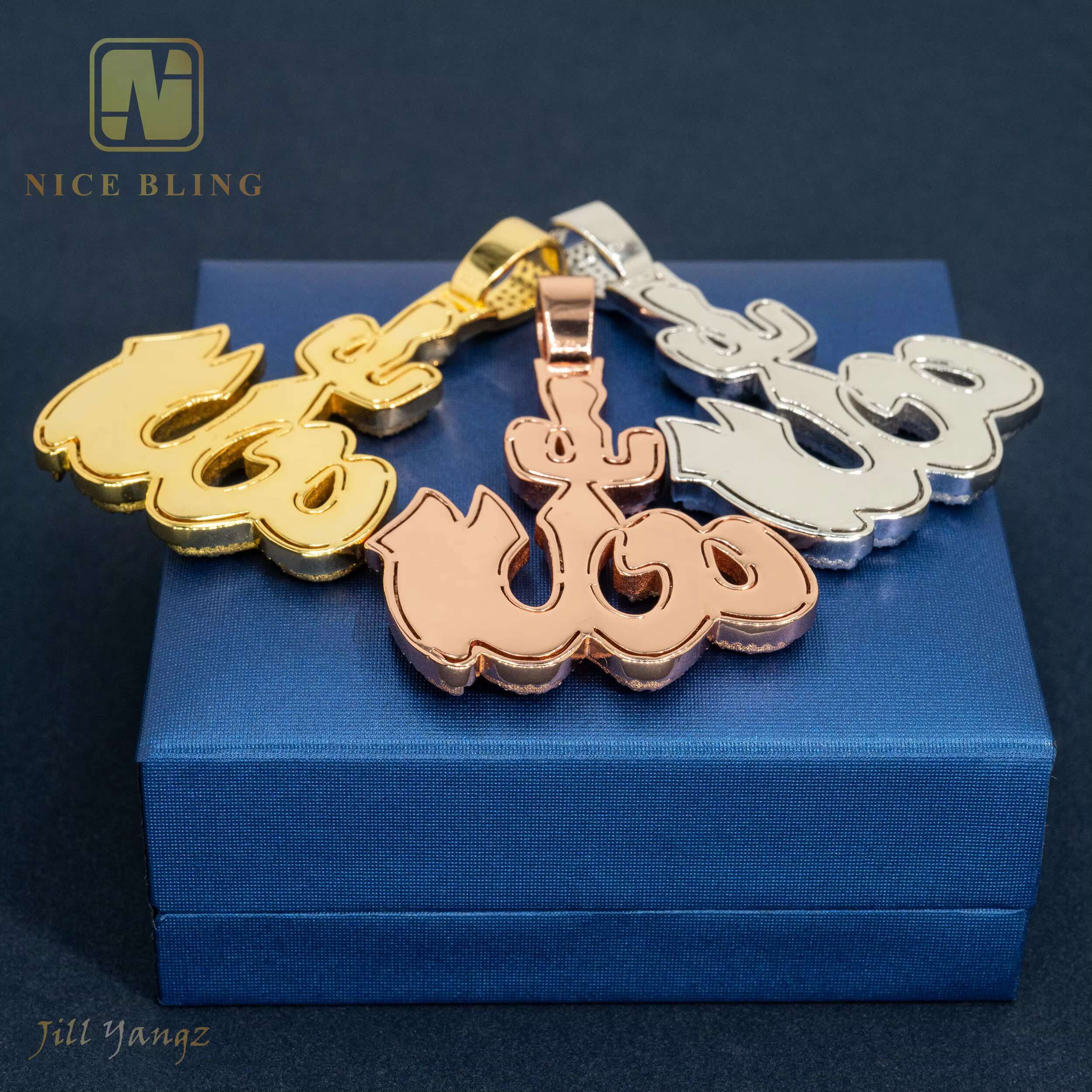 Hip Hop Rock Fire China Jewelry Wholesale Gold Plated Brass AAAAA+ Cubic Moissanite Fashion Iced Out Pendant Gif for Men Women