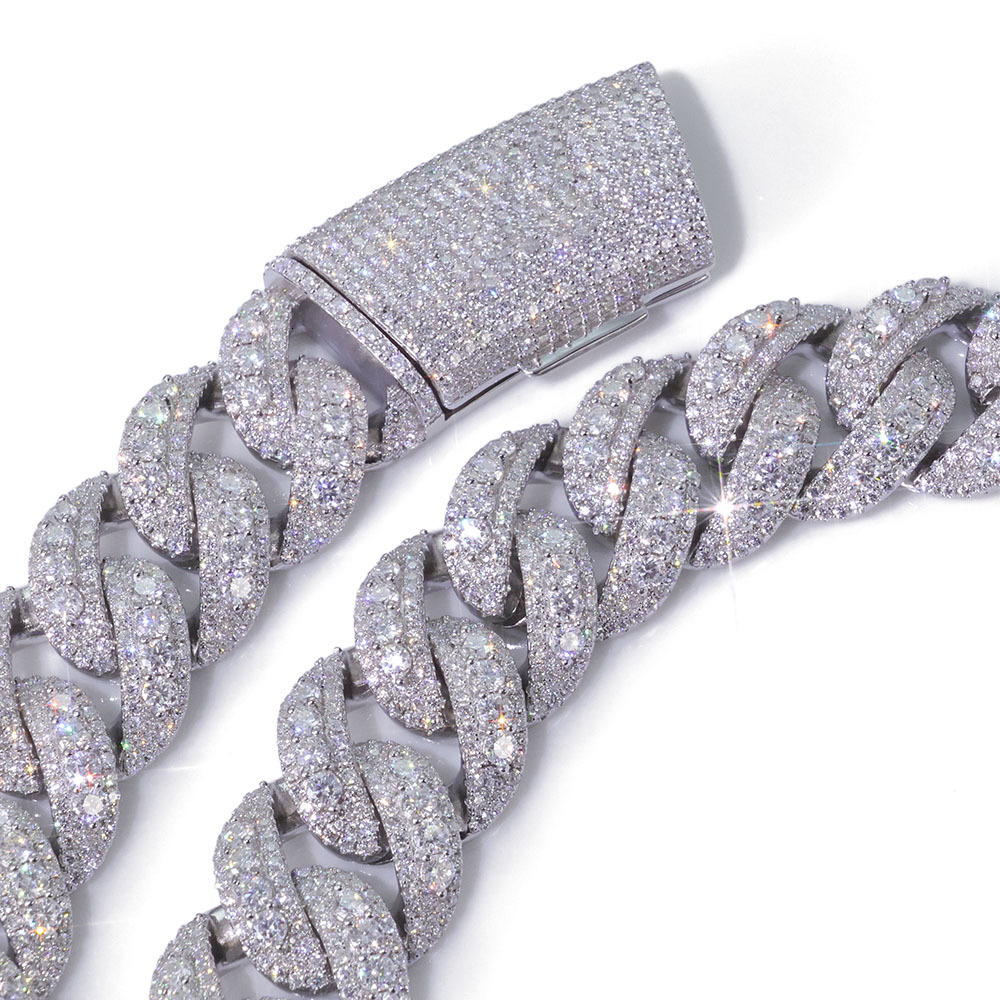 Hip Hop 22mm Jewelry Accessories Full Diamond Moissanite Bracelet Bubble Cuban Chain High-end Mens Bracelet