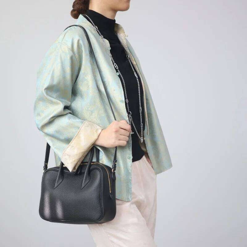 Women's Bags Designer Women's Genuine Leather Vintage Crossbody Square Bags Real Cowhide Zipper Handbag Adjustable Shoulder Strap Soft And V