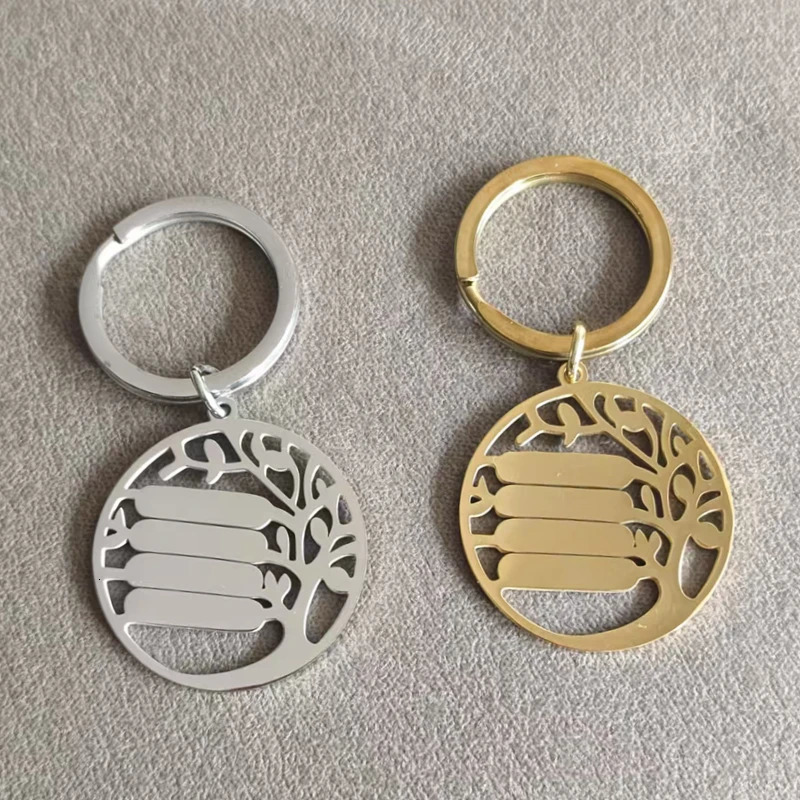 10pcs lot Arrived stainless steel mirror polish type lift tree pendant charms keychain key ring 250605