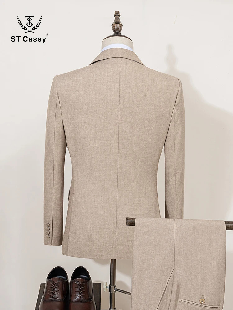 ST Cassy Elegant man suit for wedding Slim Fit Double Breasted Multiple buttons Casual Business man 2 piece outfit set 250530
