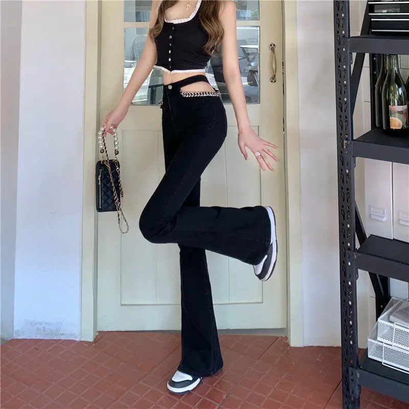 Elasticity Flare Leggings Sexy Low Waist Denim Jeans Pants for Women Trend Skinny Black Long Bell Bottom Woman Tight 250604