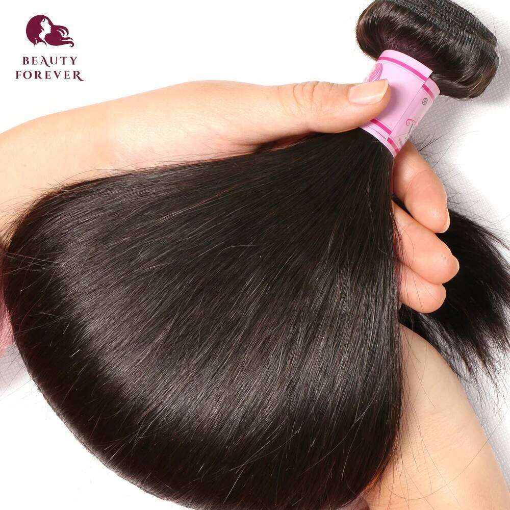 Beautyforever Grade 12A Straight Bundles Brazilian Unprocessed Human Hair Weft With 4x4 Lace Closure
