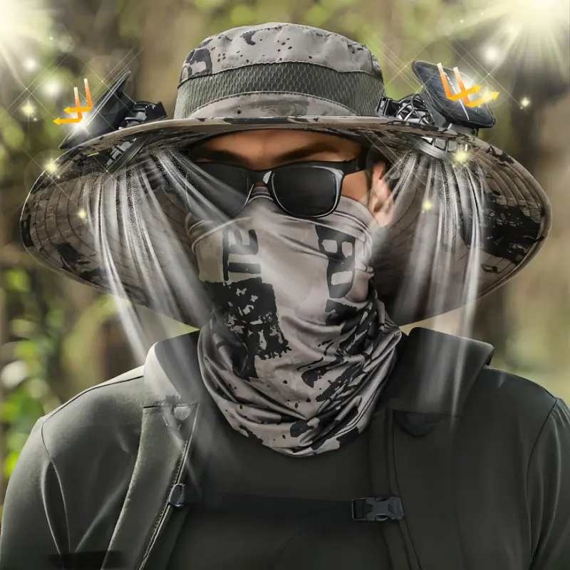 Outdoor Sun & UV Protection Solar Fan Cap Solar Powered Cooling Fan Hat