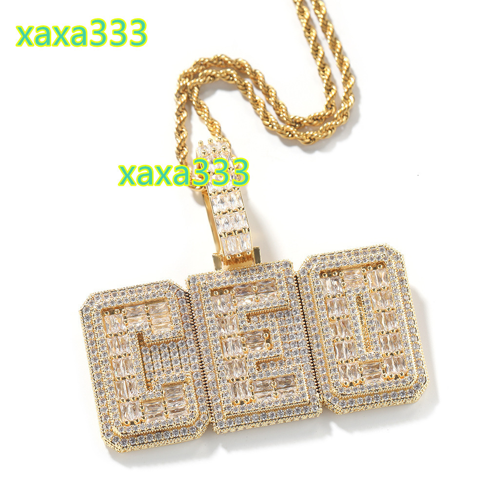 Hip-hop Customized Name CEO Pendant Necklace with Baggot Box Alphabet 5A Fashion Ice Flash Diamond Inlaid 925 Silver Rope Chain