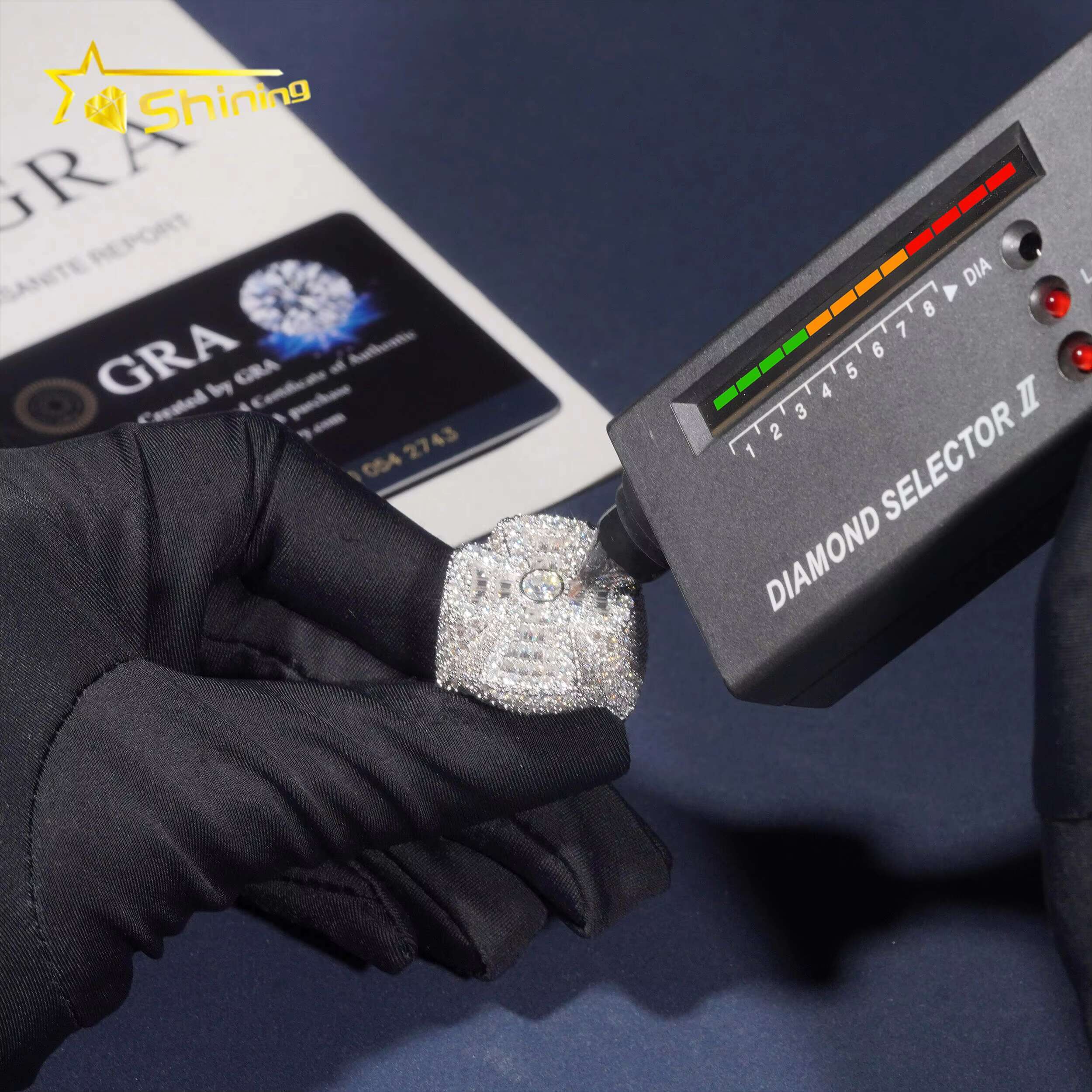 New GRA Certificate 925 Sterling Silver Gold Plated Fine Jewelry VVS Diamond Classic Cross Ring Moissanite Hip Hop Band Ring