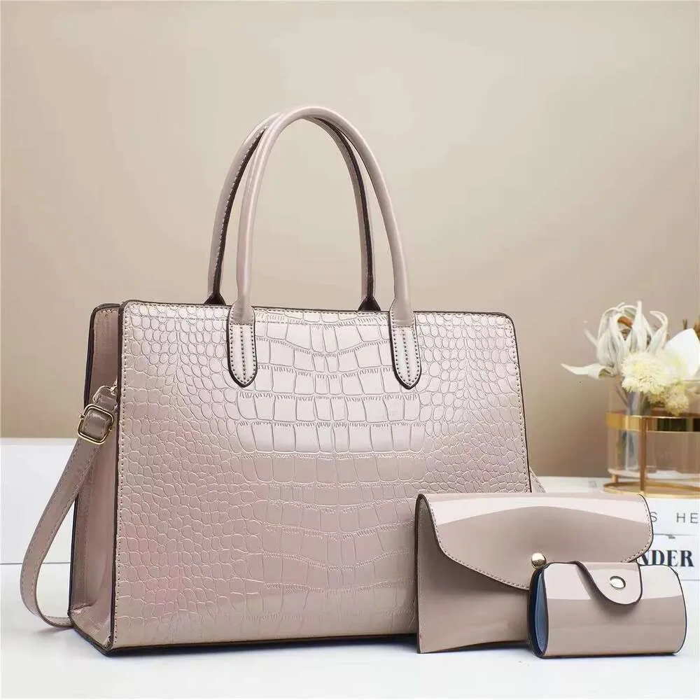 Versatile Ladies' PU Leather Accessory Pack: Tote, Shoulders Bag + Chic Compact Wallet Combo