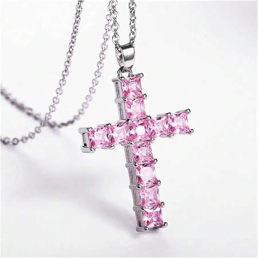 New Fashion Necklaces Female Pendants Gold Multi Color Crystal Jesus Cross Pendant For Women Necklace Party Leisure Time Jewelry XJ250604