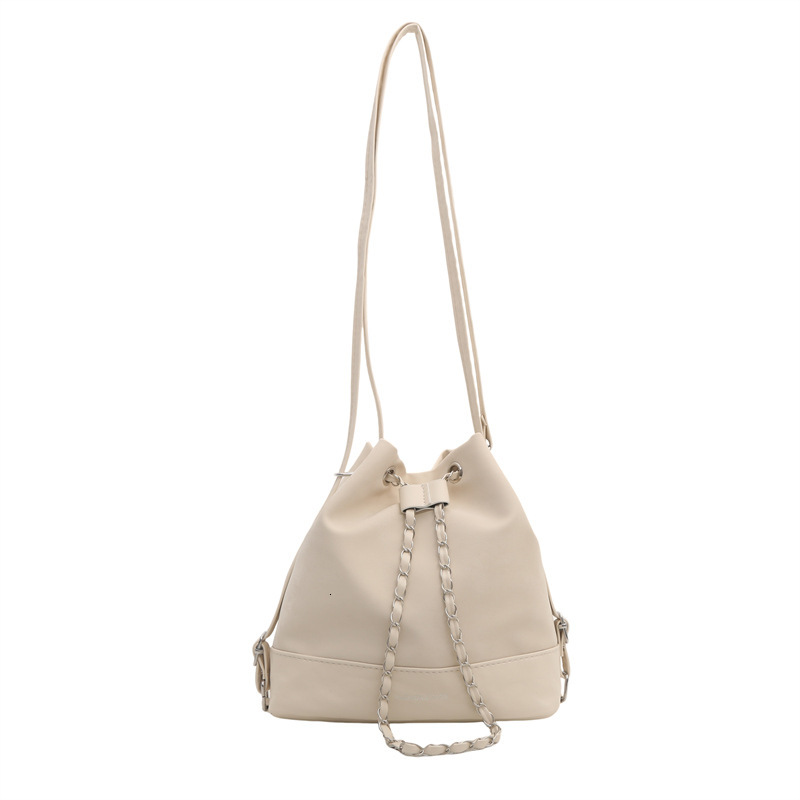Women s bucket trend bag new trend niche design women s chain backpack designer fashionable slanted white backpack shoulder bag