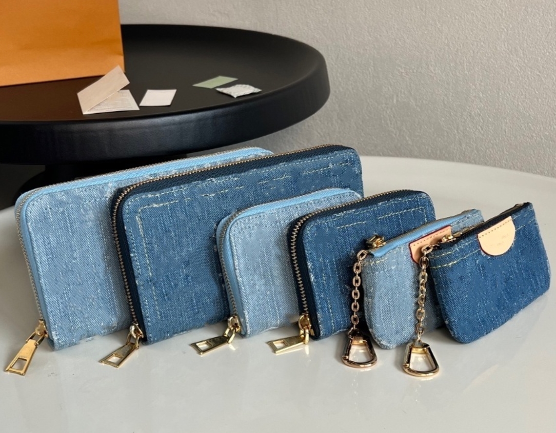 Designer bags Women Denim Wallet Short Wallet Woman Purse Card Holder Ladies Handbag Flower Luxury Key Ring Credit Coin Purses Mini Wallets Denim zipper Wallets