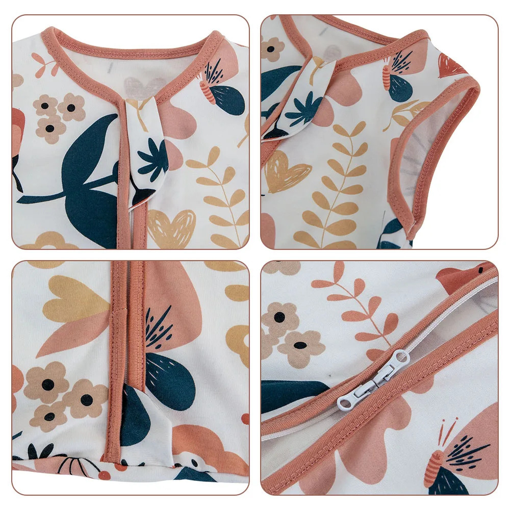 Baby Sleeping Bag 3-18 Months Summer Thin Kids Sleepwear Flowers For Girls Baby Sleepsacks 100% Cotton Anti-Kick Blanket 250604