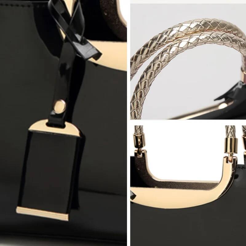 Elegant ladies' evening handbag - shoulder bag, patent glossy PU leather crossbody bag