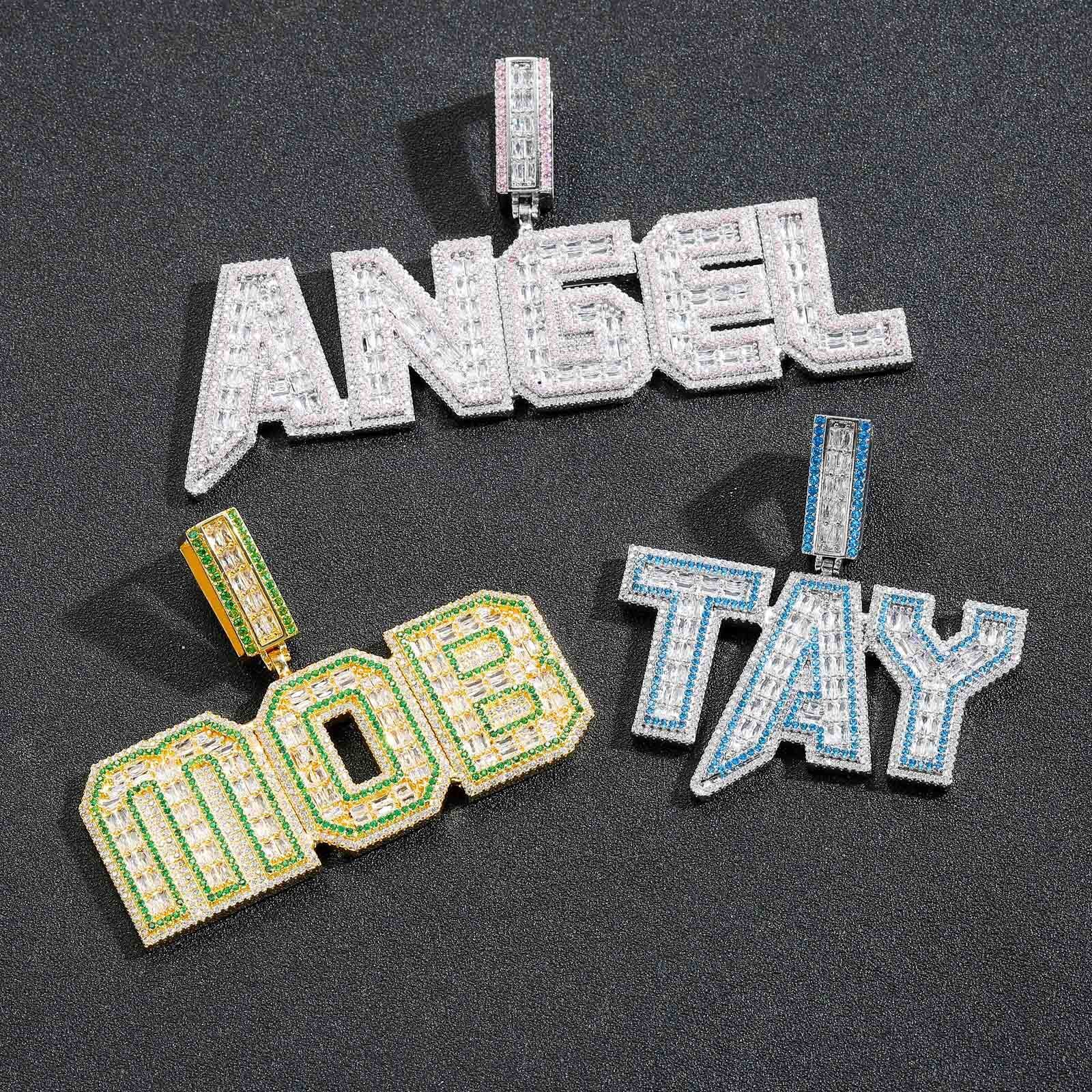 Hip-hop custom color full diamond Quality Styles Pendant Silver Pendant Necklace For Men Hip Hop Jewelry Gifts