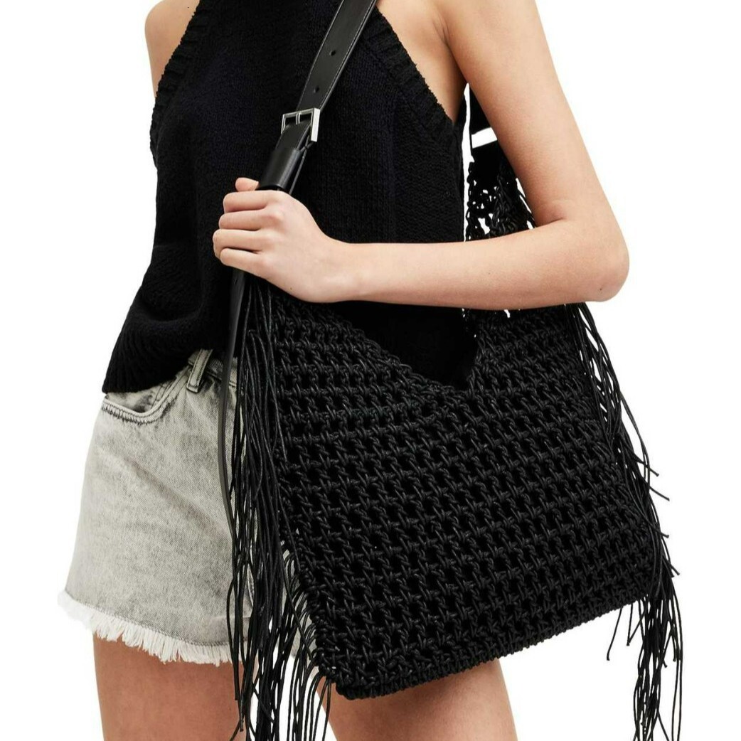 New tassel woven bag, hollow woven bag, women's single shoulder fashionable handbag, designer women's crossbody bag