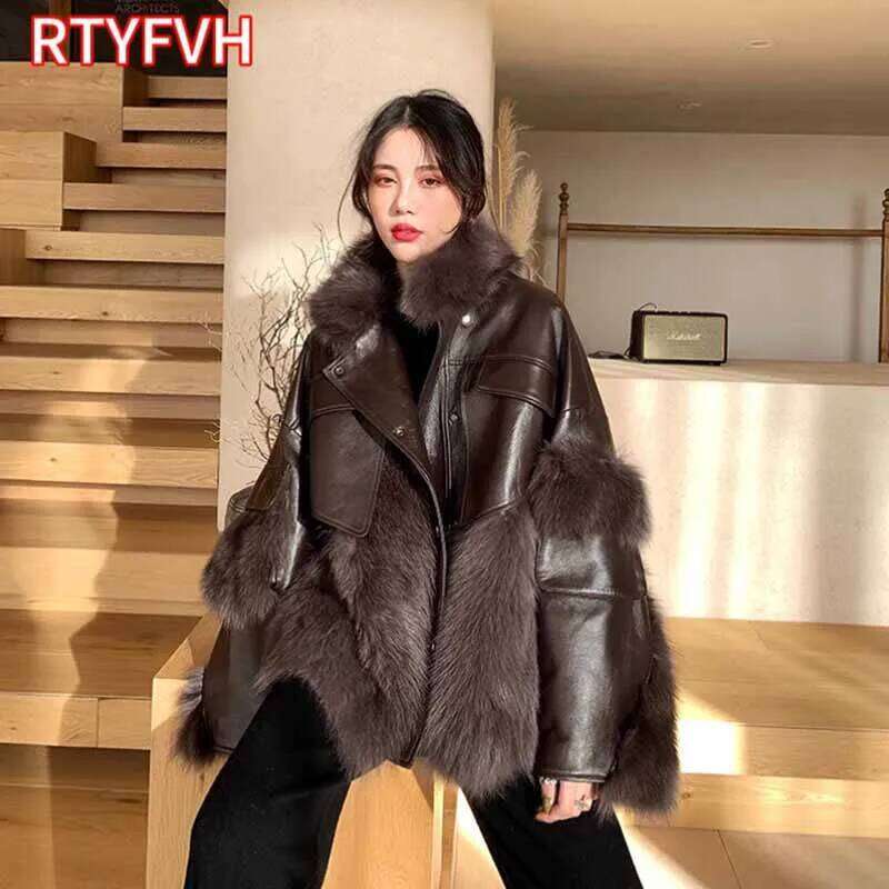Vintage Thick Warm Women's 2024 Winter New Korean Fashion Imitation Fox Fur Padded Coat Street