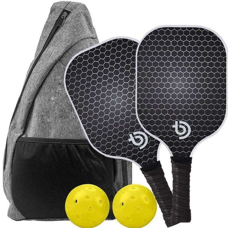 Paddles of 2 Fiberglass Set with Non-Slip Ergonomic Soft Grip Pickleball Balls Bag Gifts for Men Women