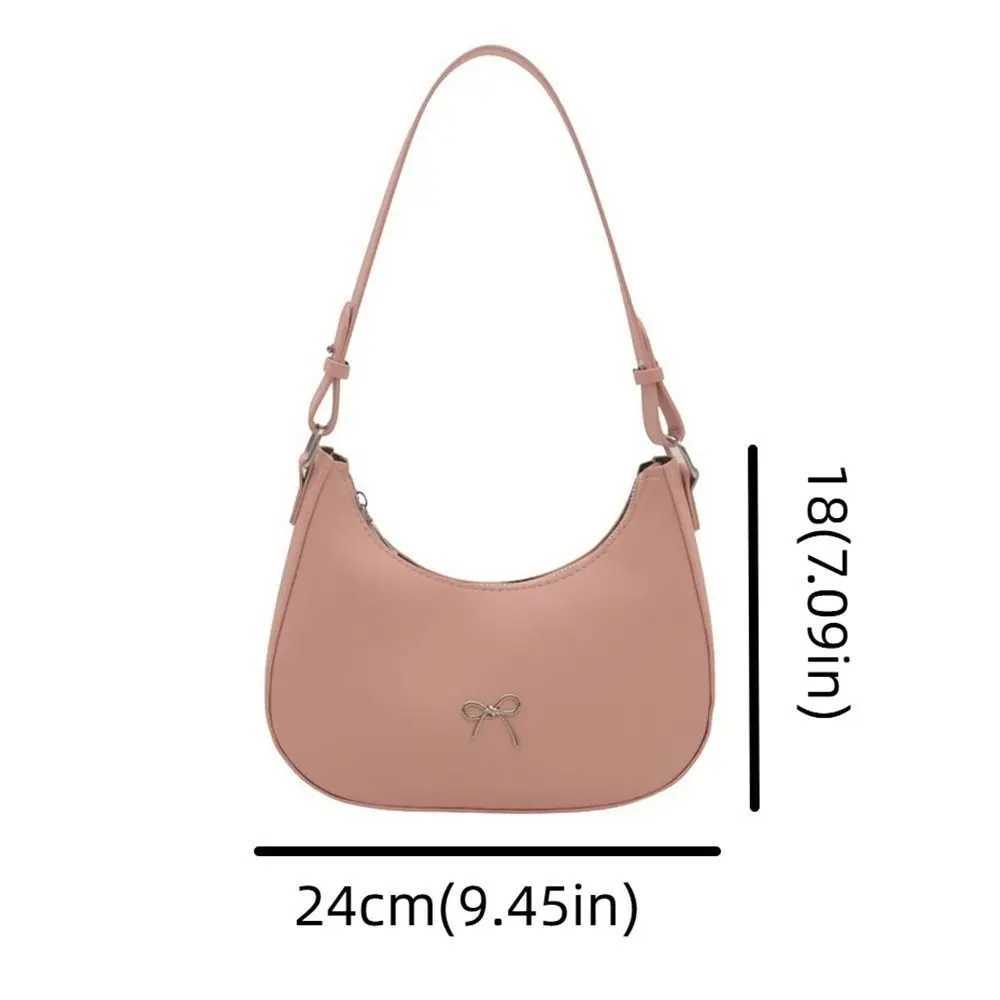 Trendy New Design Bowknot Armpit Bag Solid Color Korean Bowknot Underarm Bag Sweet PU Leather Y2K Handbag Women XJ250605