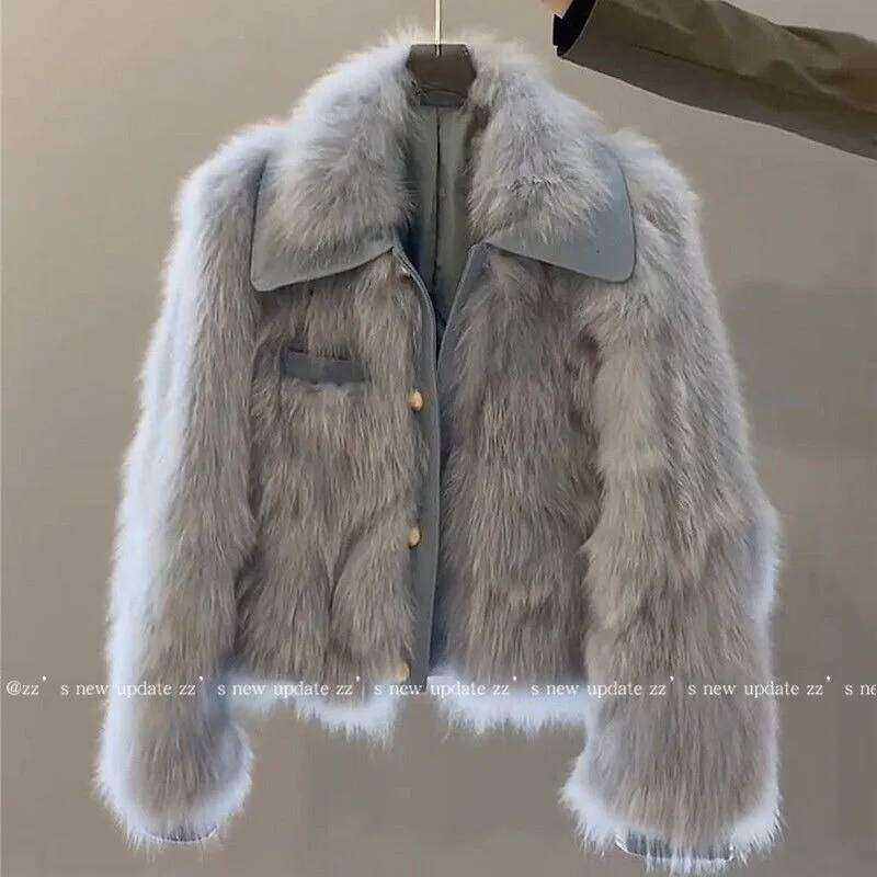 Fragrant Winter 2024 Small Person Thickened Temperament Short Girl Coat Simple Fashion Faux Women Fur Jacket