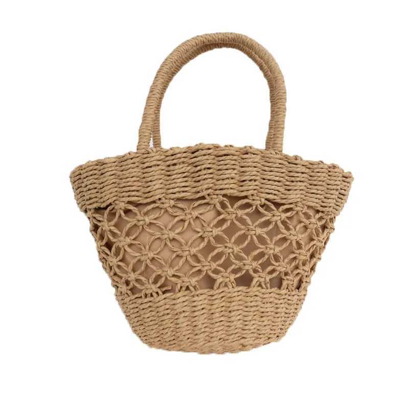 Str Woven Bag Womens Woven Handbag Oval Paper Rope Material Str Woven Bag Hollowed Out Handmade XJ250605