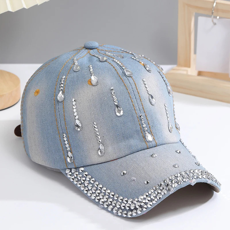 Adjustable Breathable Rhinestone Baseball Cap for Women Sequins Casual Sports Cap Rhinestone Hat 250603