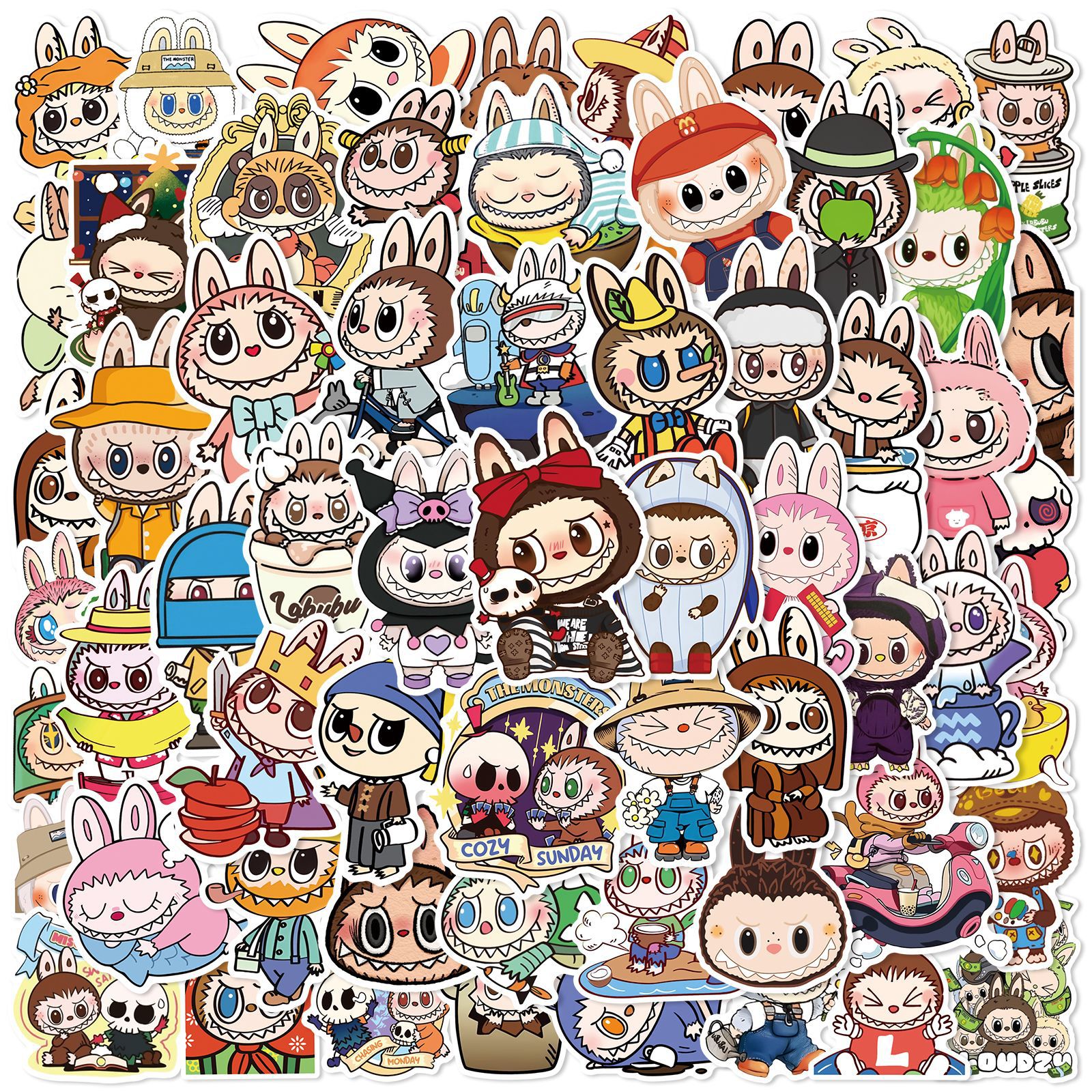 50 labubu stickers mobile phone case water cup desktop decoration waterproof sticker cartoon cute