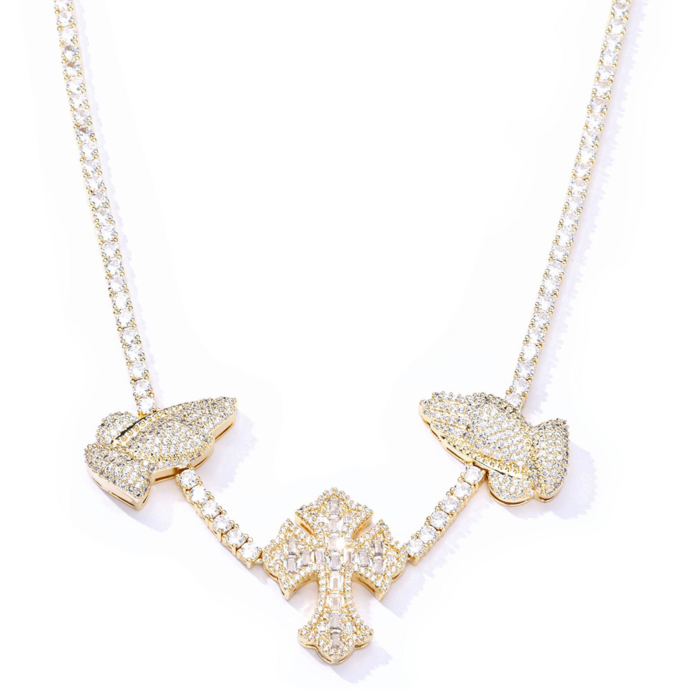 Hip Hop Heart Shape Cuban Chain Necklace 5A Zircon Gold Plated Jewelry Mens Women Lover Jewelry Gift