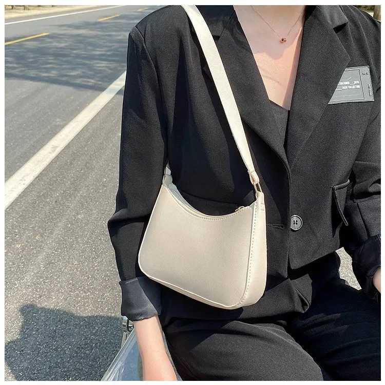 2024 New Womens Fi Handbags Solid Color PU Leather Shoulder Underarm Bag Casual Women Hobos Handbags XJ250605