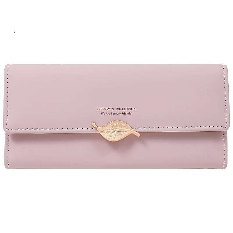 Summer new net red women's purse Japan and South Korea small fresh personality hardware leaf buckle hand bag 3 fold long wa