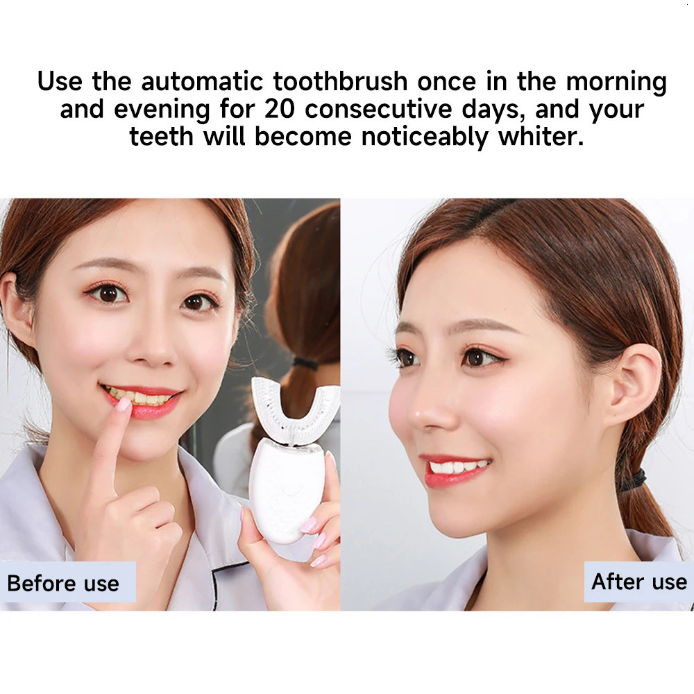 U-shaped Electric Toothbrush 360 Degrees Sonic Electric Toothbrush Silicon Head USB Rechargeable Waterproof Brush 250604