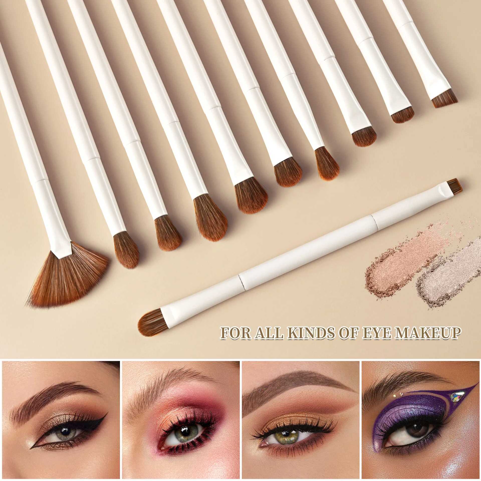 15pcs Makeup Brushes Custom White Color Brown Hair Makeup Brush Set Private Label Pro Beauty Tools Wholesale 5set/lot W250605